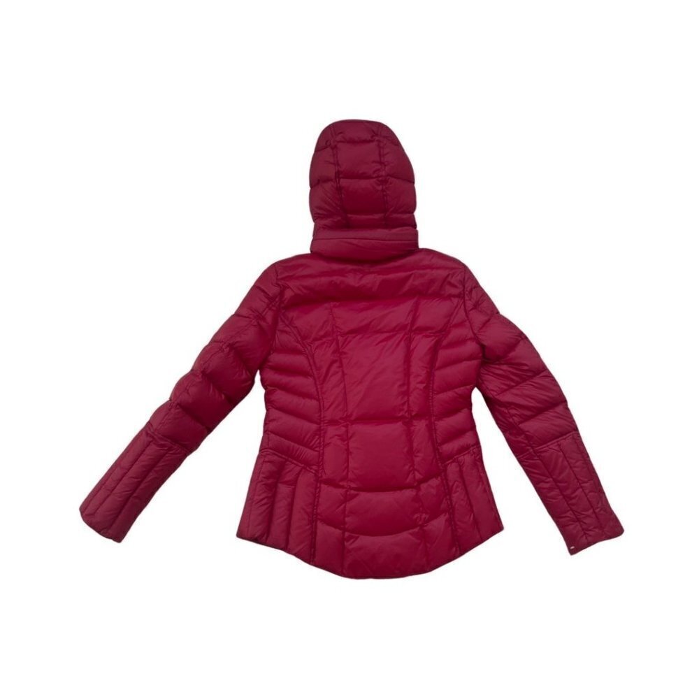 Laundry By Shelli Segal red down puffer hooded winter jacket size M - Picture 3 of 5